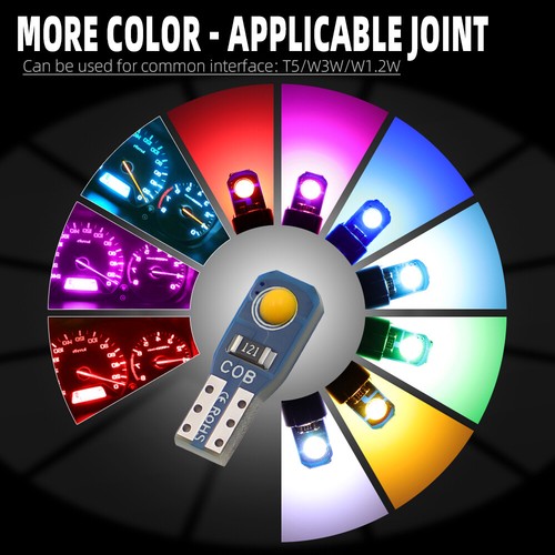 10PCS T5 W3W W1.2W PC74 2COB LED Car Dashboard Indicator Wedge Light Bulb Lamp - Picture 6 of 18