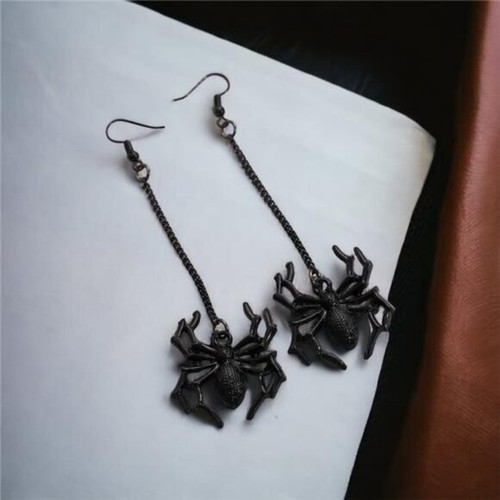 Black Necklace Earrings Set Halloween Spiderweb Spider Tassel Dangle Earrings - Bild 4 von 6