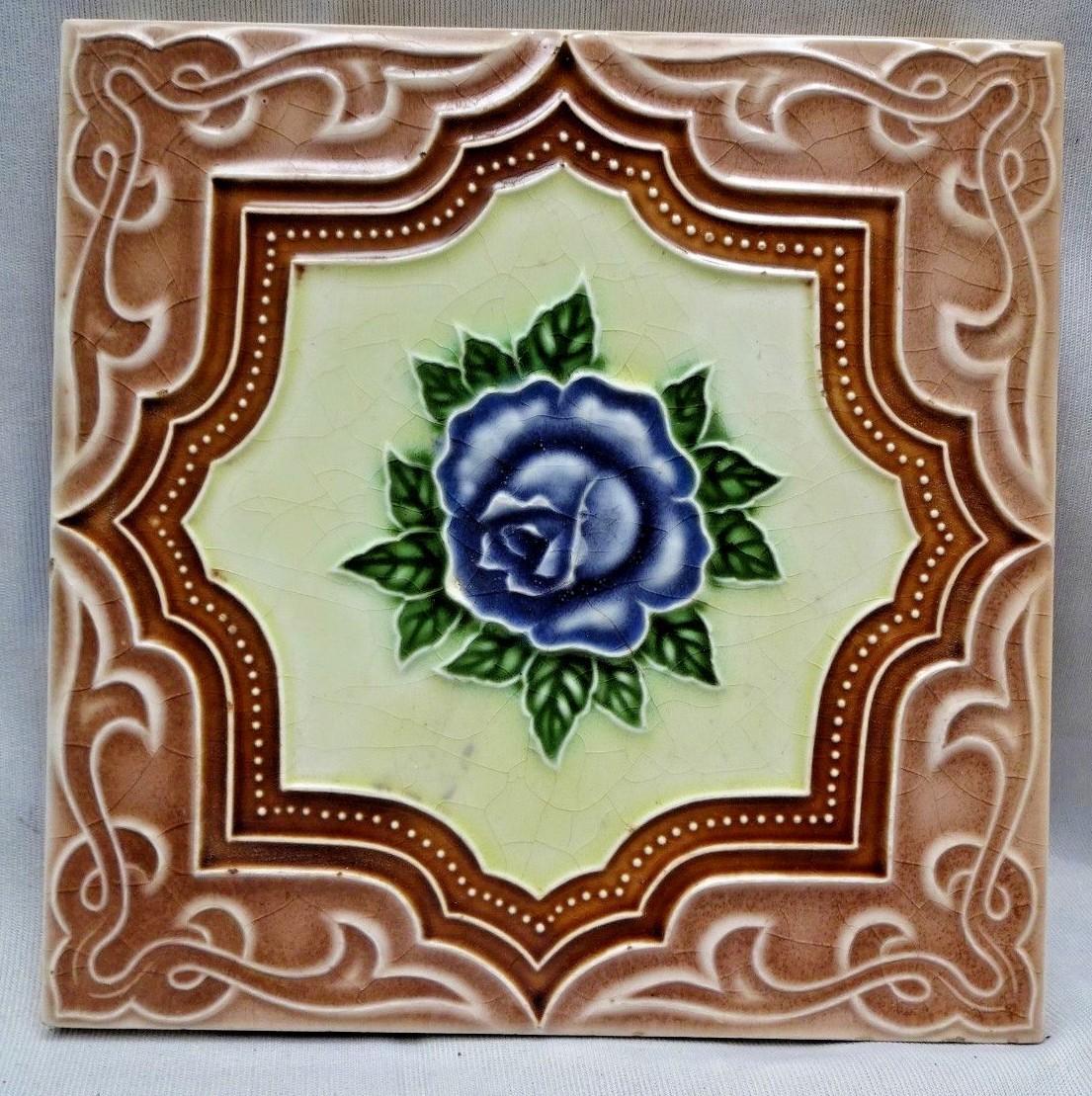 VINTAGE TILE MAJOLICA JAPAN M S TILE WORKS ART NOUVEAU