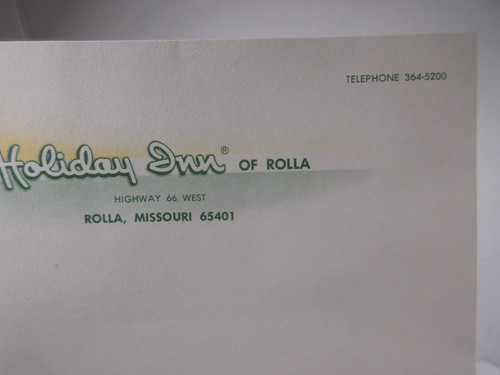 Papel membrete estacionario vintage Holiday Inn Rolla Missouri Highway 66 hotel - Imagen 5 de 7