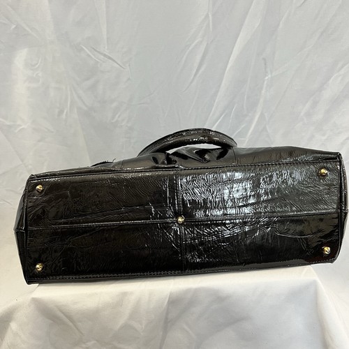 Renato Angi Venezia große Umhängetasche Handtasche Damen schwarz Lackleder Blumen - Bild 11 von 11