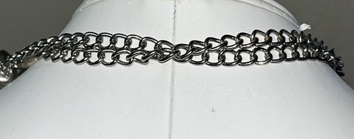 Silver Tone Metal Chunk Square Chain Fashion Necklace Spring Ring 30 in Long - Picture 5 of 6