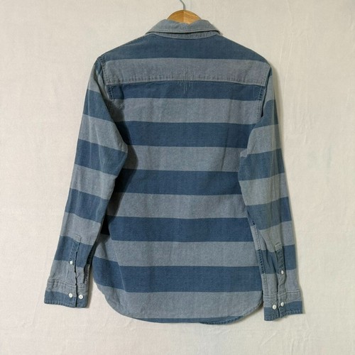The Hundreds Denim Button Shirt M/L Blue Gray Stripe Long Sleeve Embroidered - Picture 6 of 8
