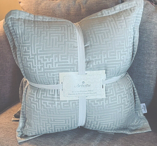 Neu mit Etikett (2) Artistic Accents® taupefarbene geometrische dekorative Kissen 20"x20" - Bild 7 von 8