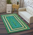 Rug in Jute & Cotton Multicolor Hand Braided Square  Area Rug Rustic Look Rug