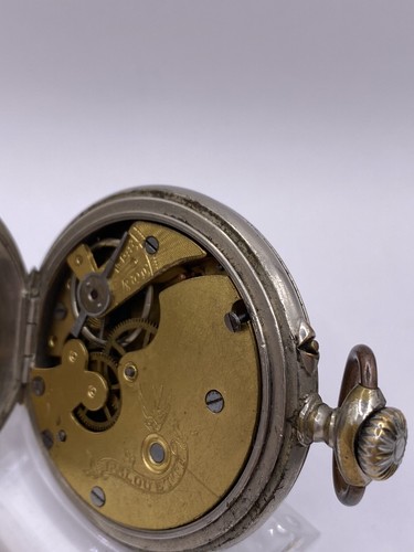 Raro orologio da tasca Japy Freres (L'Alouette) carica manuale con motivo floreale, funzionante - Foto 6 di 8