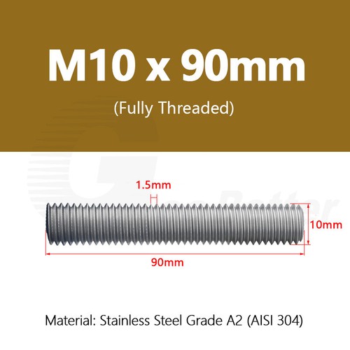 M10 Fully Threaded Bar Studding Screw Rod DIN 976 A2 Stainless Steel 30mm-300mm - Picture 28 of 41