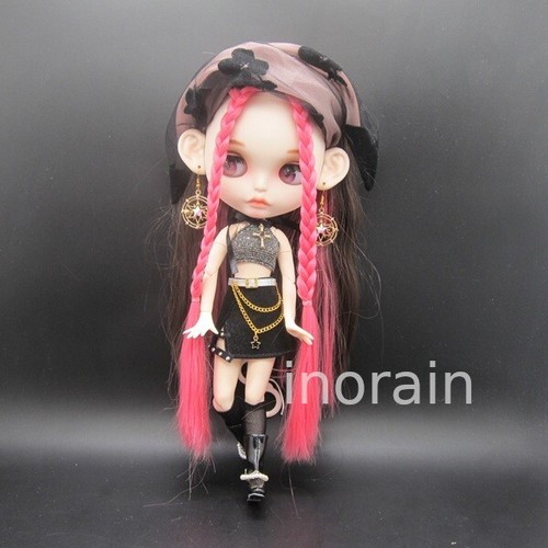 Juego de pendientes falda cadera estilo club nocturno negro muñeca Blythe personalizado de 12" + caja de almacenamiento - Imagen 3 de 8
