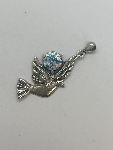 Anhänger 925 Sterlingsilber antik römisches Glas einzigartiger Schmuck Friedenstaube