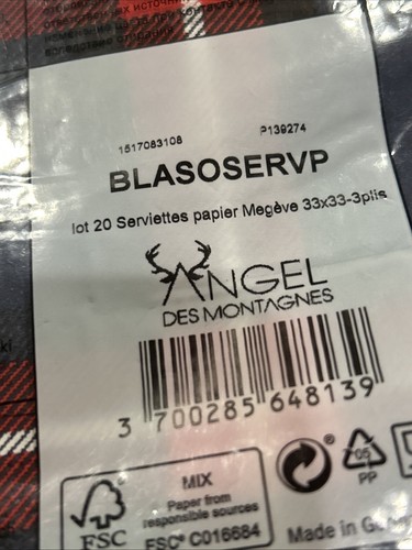 ANGEL DES MONTAGNES Juego de 20 Servilletas de Papel Tartán Ciervo 3 Capas Hechas en Alemania - Imagen 2 de 2