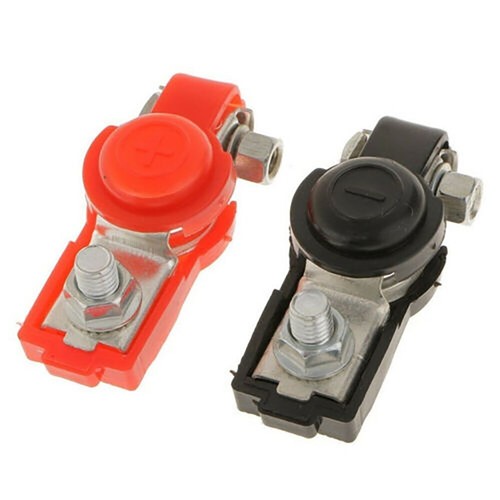 2x Accesorios Auto/Coche Ajustable Batería Terminal Abrazadera Clip Negativo Positivo