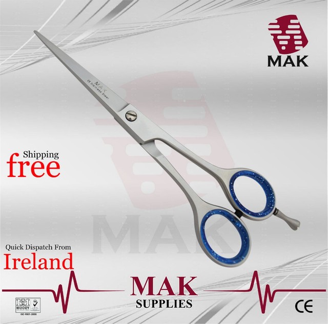 MAK Super Cut One Side Serrated 17cm Fine Blue Ring Barber Hair Dressing Shear MAK Super Cut One Side Serrated 17cm Fine Blue Ring Barber Hair Dressing Shear