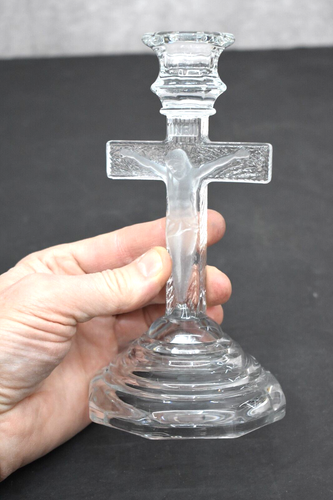 Glass Crucifix, Collectible Candlestick, 7 1/4" ht. (CA99) chalice co - Bild 3 von 10