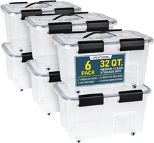 Stackable Storage Box Set - 6 Pieces 32 Quarts Multi-purpose,
