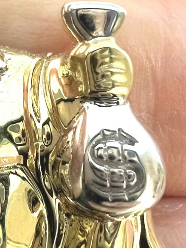 GoLD buddha buddhism Buda happy pendant 10k charm necklace luck money bag 1.65” - Picture 3 of 12
