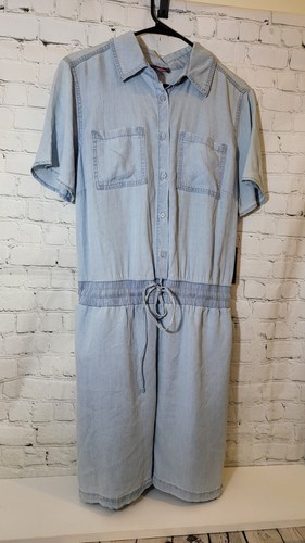NWT Vince Camuto Plus Size 1X Chambray Button Up Romper Jumpsuit Summer Basic - Picture 7 of 16
