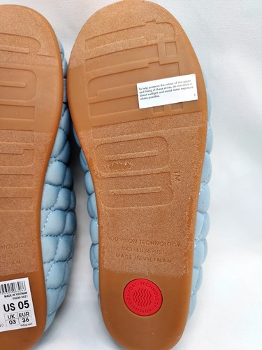 FitFlop Sz 5 Quilted Padded Chrissie Clog Slippers Pale Blue New in Box 5 US - Picture 10 of 13