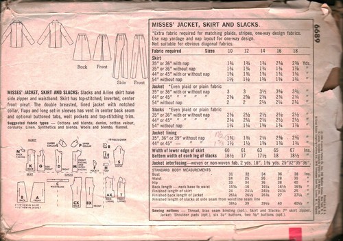 6689 Vintage Simplicity Schnittmuster Misses 60er Jahre Jacke Rock Hose OOP 10 - Bild 2 von 2