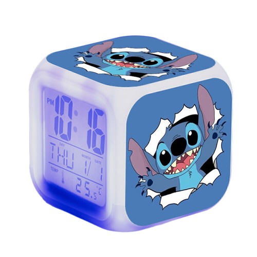 Lilo and Stitch 7-Color Changing Night Light Digital Alarm Clock Calendar Date - Picture 8 of 12