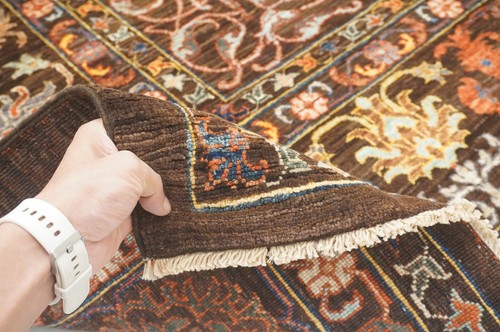 9 x 12 ft Brown Turkish Hereke Hand Knotted Wool Geometric Rug - Picture 17 of 20