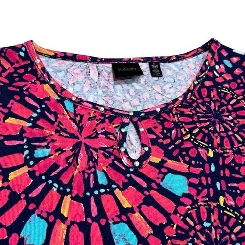 NEW Raefaella Pink and Blue Floral Three Quarter Sleeve Blouse Size S - Picture 2 of 6