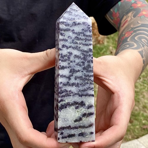 357G  Natural Zebra stone Column Obelisk CrystalColumn Wand Point Healing Stone - Picture 2 of 12