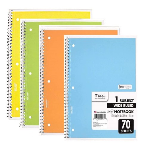 Mead Spiral Notebook, 4 Pack of 1-Subject Wide Ruled Spiral Notebooks, Pastels - Picture 2 of 2