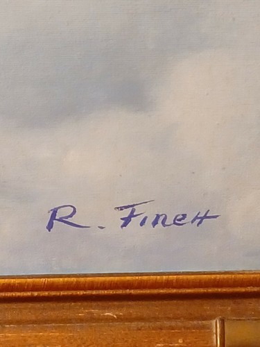 Framed and Signed Eagle Oil Painting By R Fineh - Picture 5 of 9
