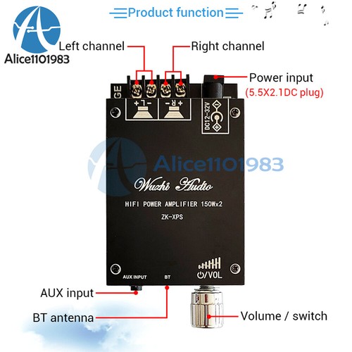 150WX2 Adjustment Bluetooth Audio Power Amplifier Board Module TDA7498E New - Picture 5 of 35