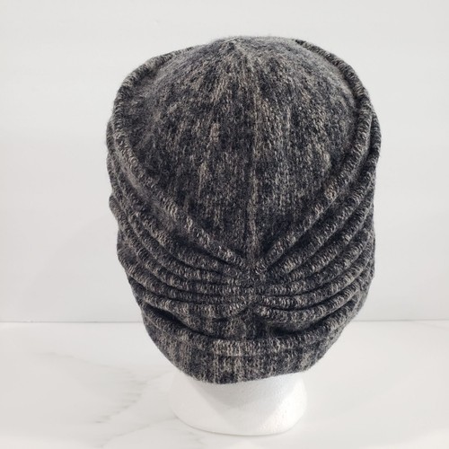 Adora Wool Pleated Beanie Hat Womens Charcoal Gray Skater Casual Slouchy - Picture 6 of 10