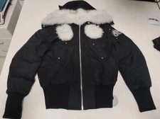 Moose Knuckles White Fur Women Xl With Pom Poms And Dust Bags