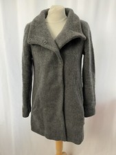 Hallhuber Coat Size 8 Grey Wool Blend Long Sleeve Collar Womens