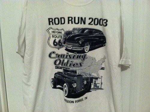 Mens Adult XL White T-Shirt 2003 Rod Run Pigeon Forge Route 66 Cruising Oldies - Picture 2 of 5