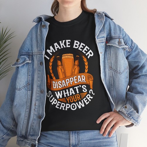 "Camiseta Cerveza Beber Cerveza Unisex Algodón Pesado ""Superpower"""" - Imagen 7 de 87