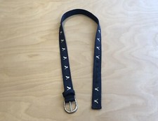 American Eagle Belt One Size Navy Embroidery Adjustable Buckle Canvas.