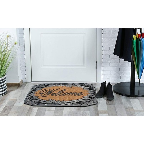 Natural Coir Rubber Door Mat Heavy Duty Non-Slip Wipe Clean Indoor Outdoor Rug - Picture 4 of 8