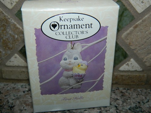 Hallmark 1994 adorno de recuerdo club de coleccionistas primer saludo conejito conejo NUEVO