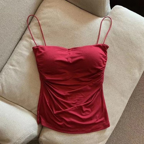 Women Tank Tops Camisole Cropped Vest Sleeveless Padded Bra Thin Strap Summer ! - Picture 24 of 28