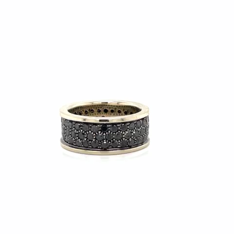 Herren 14K Weißgold 3 kt natürlicher schwarzer Diamant 10 mm Hochzeit Ring/Band - Video 1 von 1
