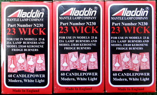 (THREE) ALADDIN LAMP # N230 WICK for MODEL 23, 23A and MAXBRITE BURNERS  NEW