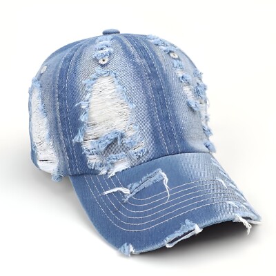Denim Baseball Cap Distressed Vintage Washed Soft Adjustable