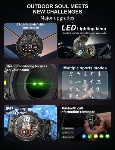 Montre Intelligente Écran HD 360x360, Lampe De Poche, Android, IOS Étanche Homme - Zdjęcie 9 z 29