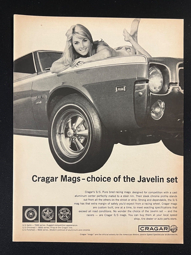 Vintage 1968 Cragar Mag Wheels AMC Javelin Sexy Girl vintage magazine ad - Picture 2 of 2
