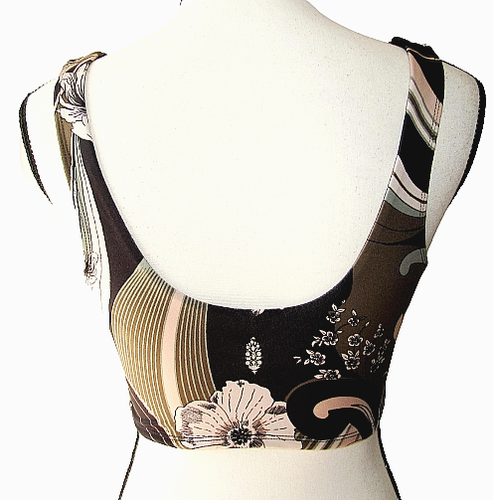 Free People Size S Wave Crush Black Combo Pullover Stretch Floral Sports Bra - Picture 3 of 5