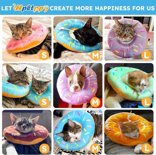 Cat Cone Collar Soft, Cat Recovery Collar for Wound Healing Cute Cat Donut Adjus - Picture 5 of 12