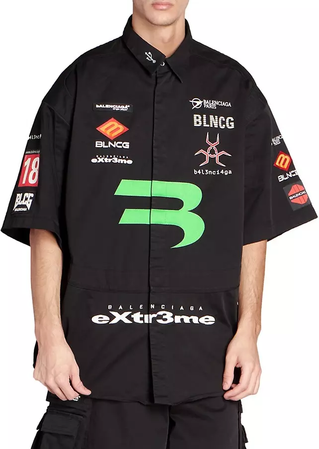 Balenciaga Gamer Extreme Short Sleeve Cotton Shirt in Black 38EU= M US