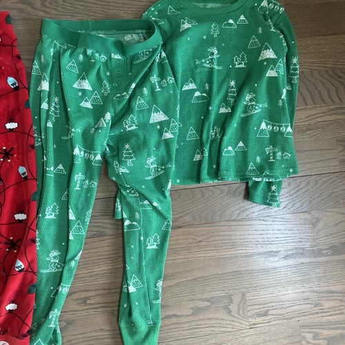 Wondershop Kids Size 8 Long Sleeve Thermal Waffle Pajama Set Lot Of 2 Christmas - Picture 2 of 5