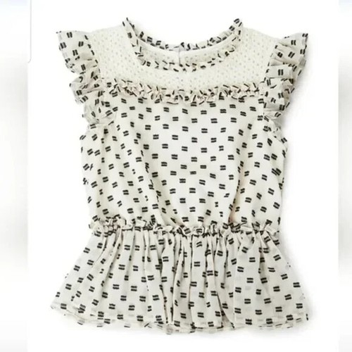 NWT BCBGirl polka dot embroidery detail ruffle top little girl size 6 (D3) - Picture 1 of 4