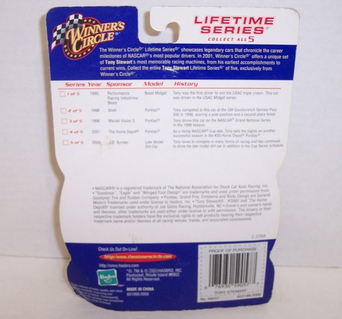 ¡Nuevo! '01 Winner's Circle Lifetime Series "Tony Stewart" #44 1:64 diecast {3072} - Imagen 2 de 2