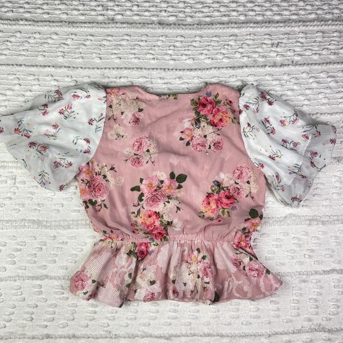 Anthropologie Hemant & Nandita rosa bestickt Rose Garten Schößchenbluse M - Bild 5 von 16